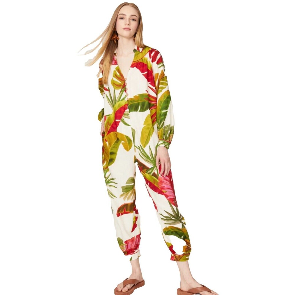 FARM Rio Spring Forest Jumpsuit One Piece Long Sleeves Multicolor Size XS